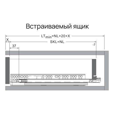 Направляющие SENZA Sincrono PLUS 500 (скрыт монтаж полного выдвижения синхрон 3D clip тип В, 10шт/уп)